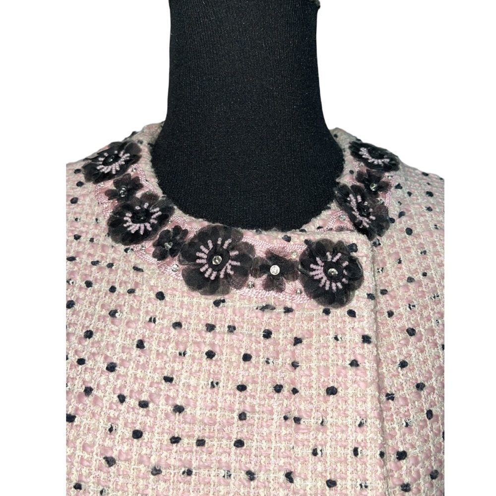 Moschino Light Pink Textured Tweed Cropped Jacket Suit Blazer with Bling… - Picture 5 of 15
